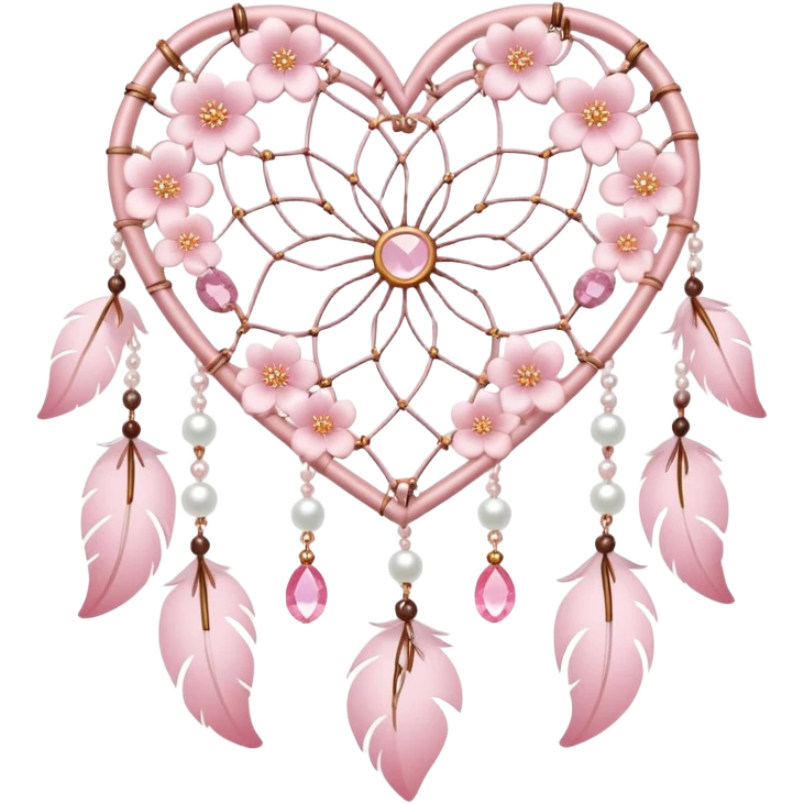 Sakura flower heart Cœur pastel suncatchers gemstones beadspearls crystals dreamcatcher emoji