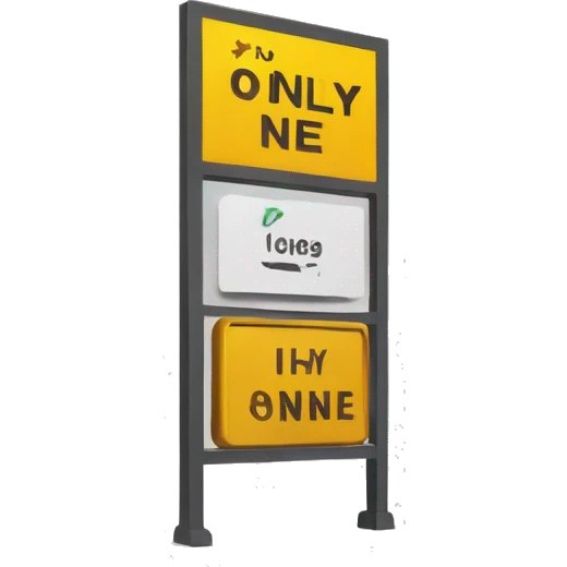 A rectangular sign with bold, capitalized text saying ‘ONLY ONE’ emoji