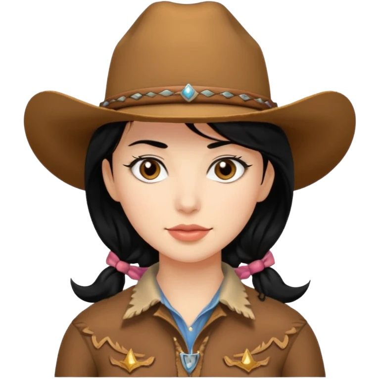Cow girl with black hair brown eyes  emoji