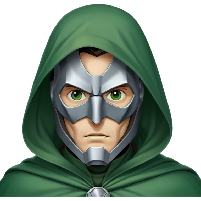 Doctor Doom villain with green cloak and metal mask emoji