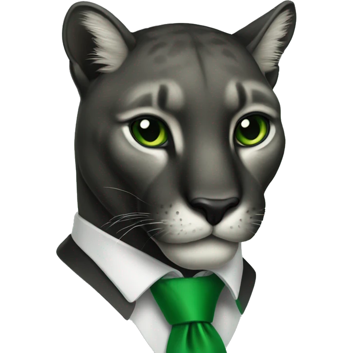 black puma with green tie emoji