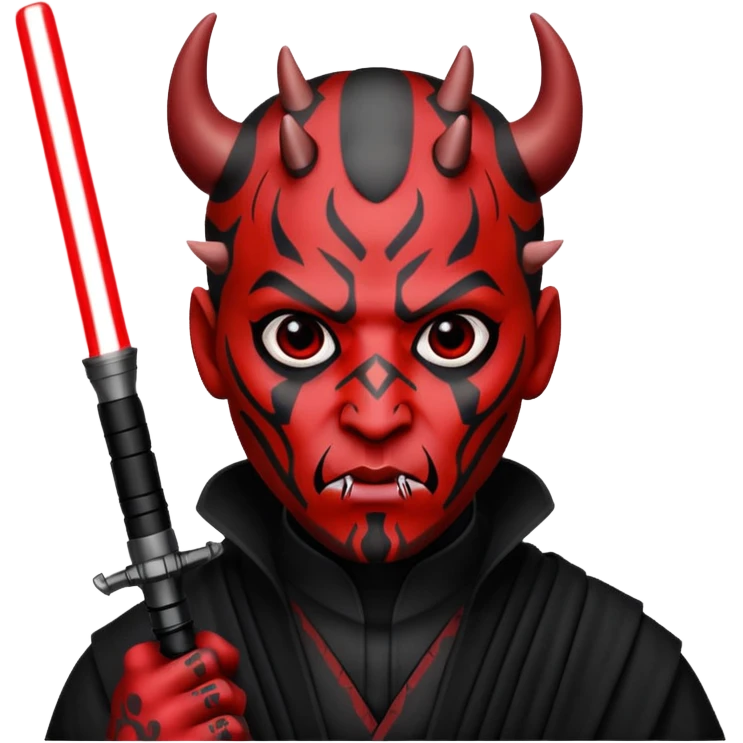 Darth Maul with double red lightsaber, inspired by The Phantom Menace, emoji style emoji