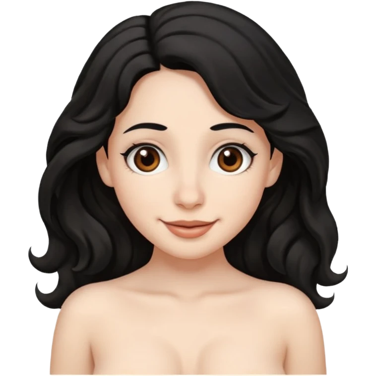 White skin Black wavy hair brown eyes big nose naked boobs emoji