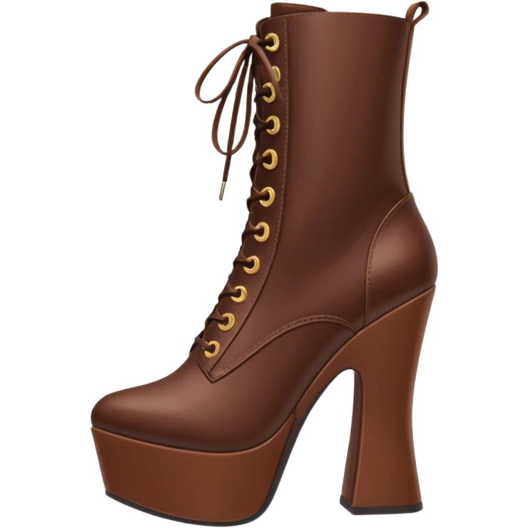 chocolate brown y2k heeled boots emoji