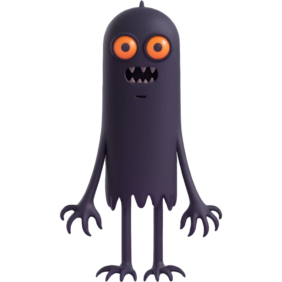 emoji of a tall, faceless black monster with elongated limbs, unsettling and dark, no text emoji