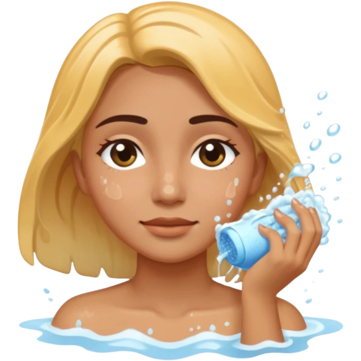a female washing her face outside of shower  emoji