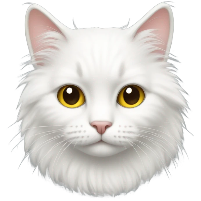 white cat with lots of fur and   emoji