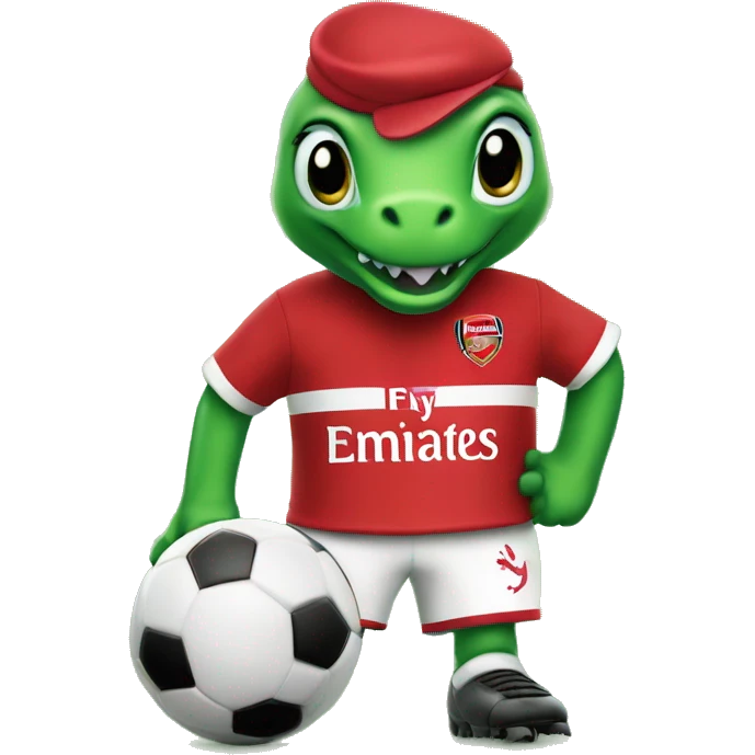 arsenal soccer team green gunnersaurus mascot wearing hello kitty hat emoji