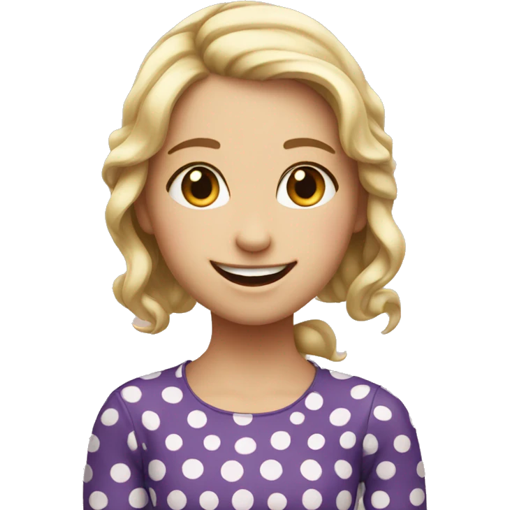 smiling girl in polka dots emoji