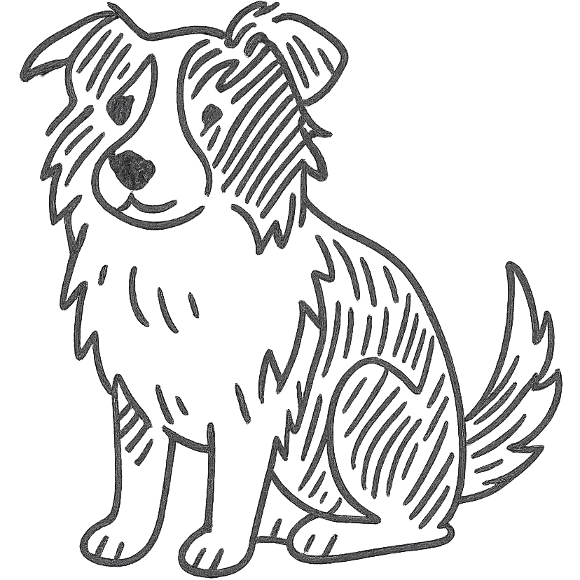 border collie dog, hand drawn icon style emoji