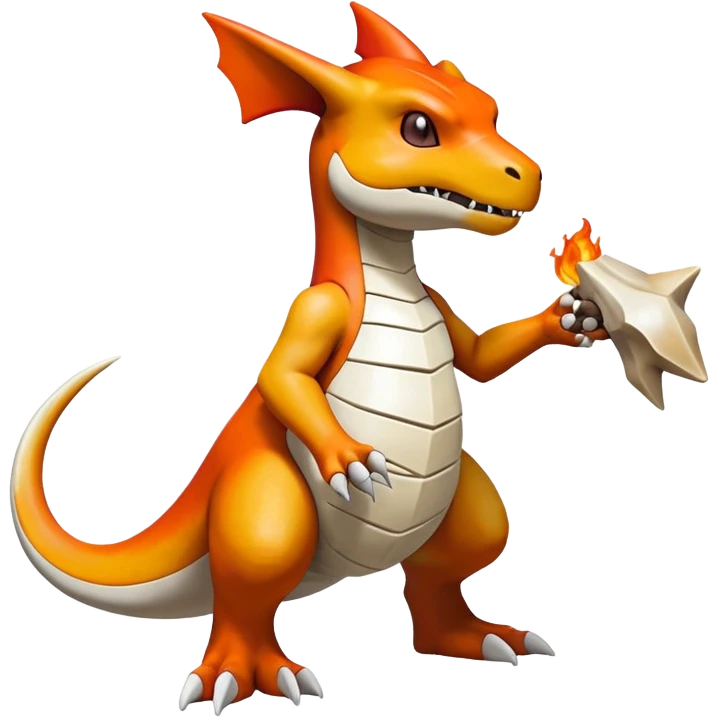 Shiny Exotic Excessive Mysterious Cubone-Marowak-Charizard-Pokémon-Fakémon-hybrid-creature (full body) emoji