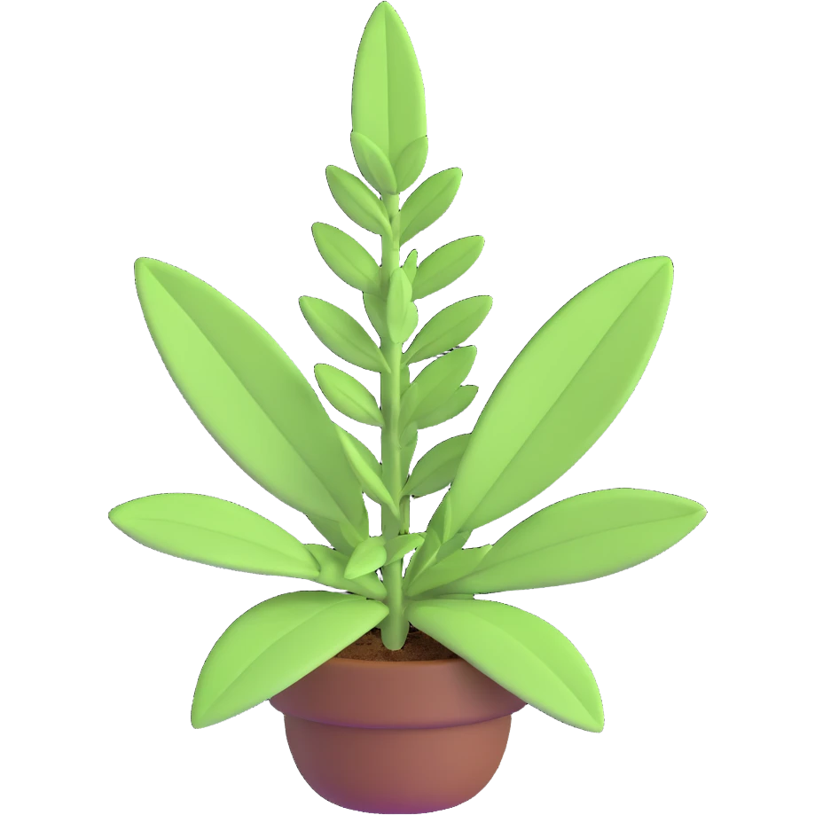 Enhance the Salvia nemorosa (woodland sage) emoji to be more three-dimensional and voluminous with pronounced depth, shadows, and highlights, maintaining the 3D iOS emoji style and transparent background. emoji