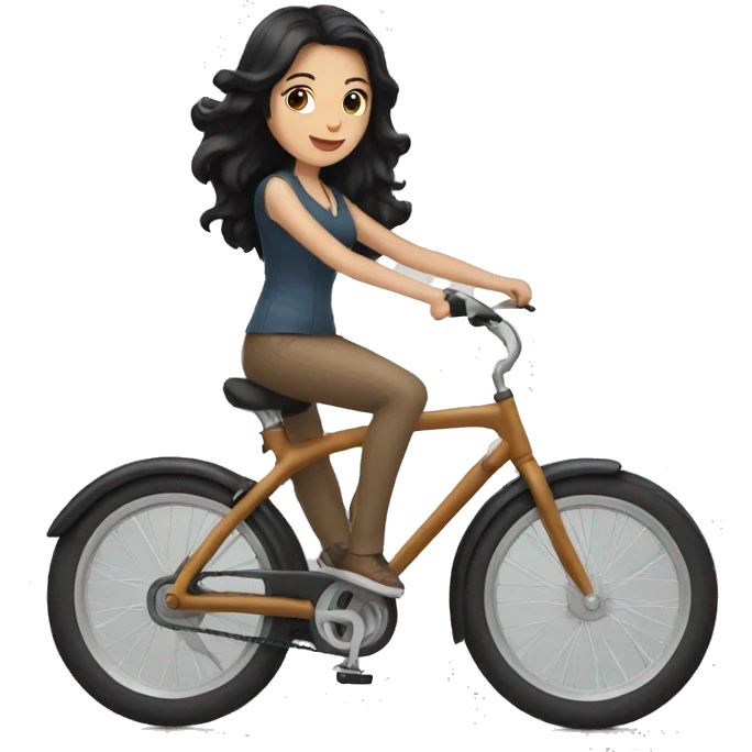 white girl with black hair riding a bike emoji