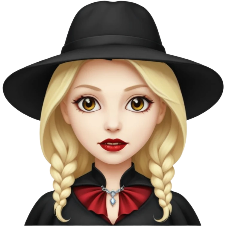 blonde vampire woman with hat emoji