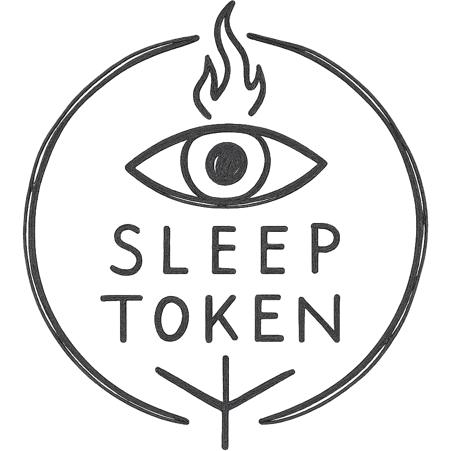 hand-drawn mystical Sleep Token logo with rough monochrome lines emoji