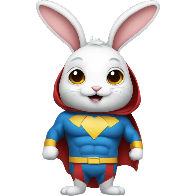 Rabbit dressed as funny super hero emoji