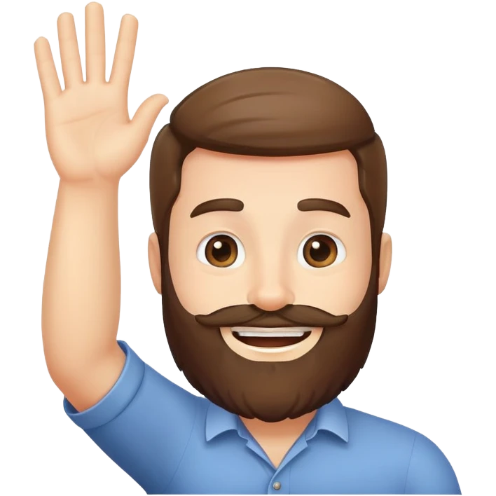 bearded man with friendly smile waving hand emoji