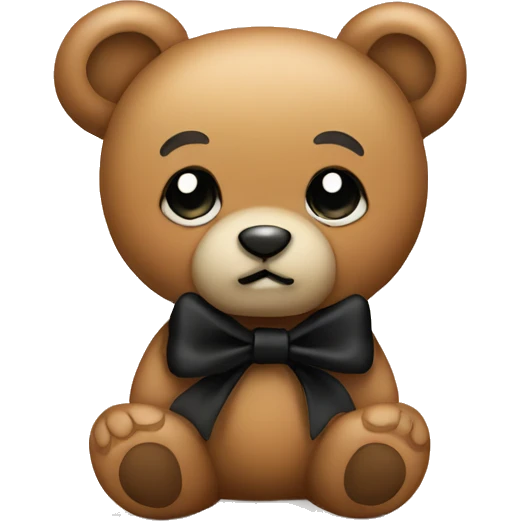Cute teddy bear with black bow emoji