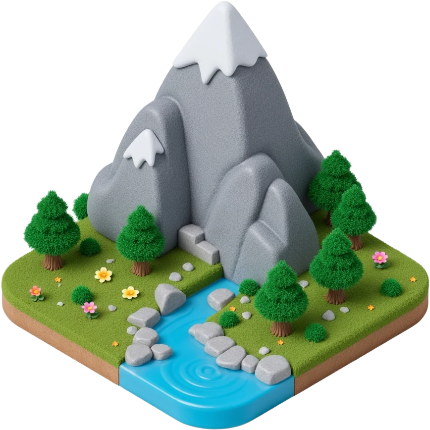 mountains with river flowing and sub emoji