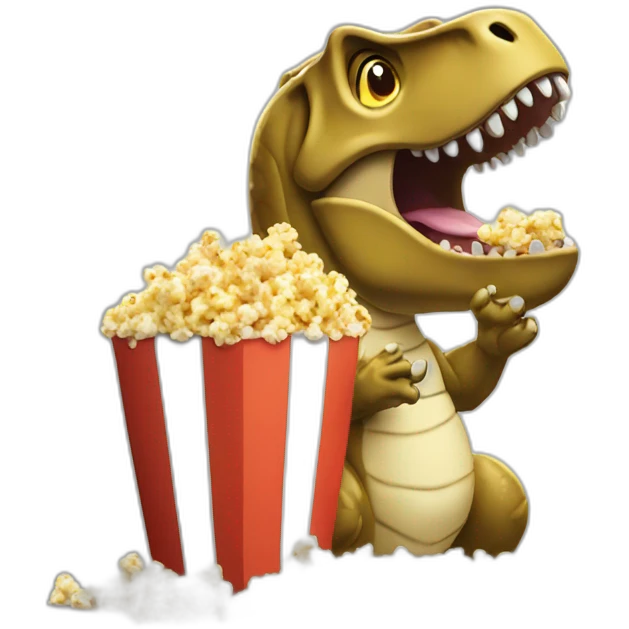 trex eating popcorn in anticipation emoji