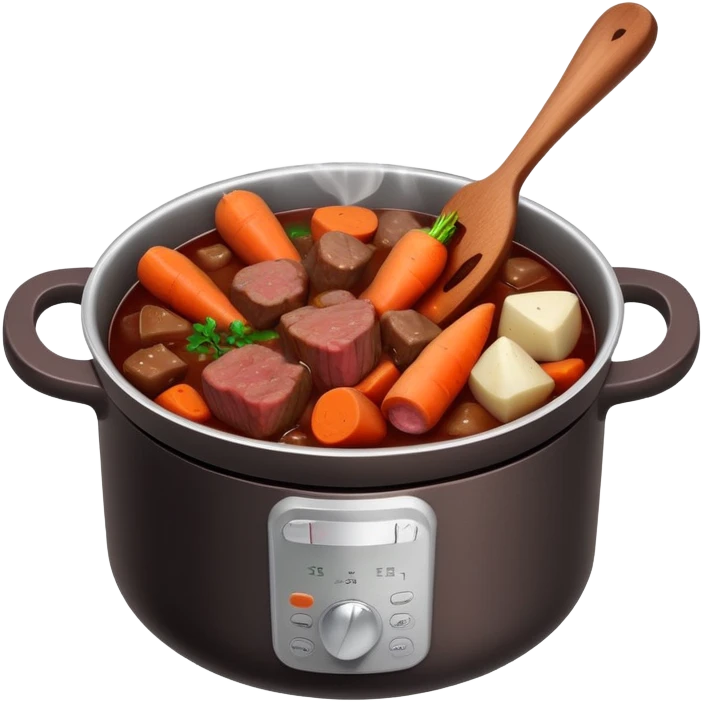 boeuf bourguignon in a pot with red wine, carrots, and beef chunks emoji