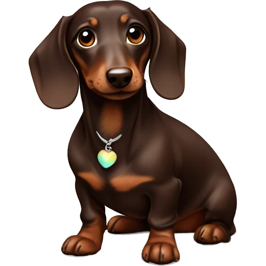 chocolate-colored dachshund with opalines emoji