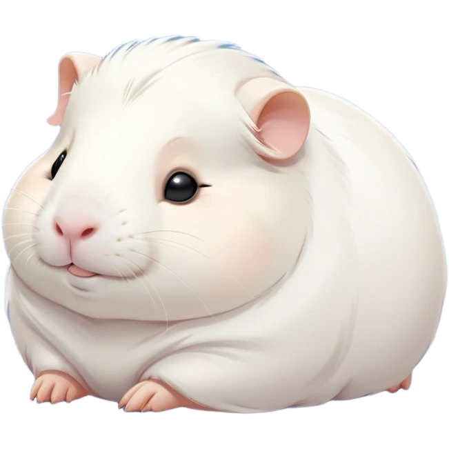 Meme-Worthy Cute Sleeping White Guinea Pig Portrait Emoji, Head resting peacefully with a contented smile, showcasing a delightfully chubby build and a luxuriously soft pure white fur, eyes shut in a serene, cozy nap, Simplified yet hilariously adorable features, highly detailed, glowing with a soft, drowsy light, high shine, relaxed and utterly lovable, stylized with an air of playful laziness, bright and heartwarming, soft glowing outline, capturing the essence of a comically sleepy guinea pig, so meme-worthy it feels like it could instantly become the next viral sensation of adorable slumber! emoji