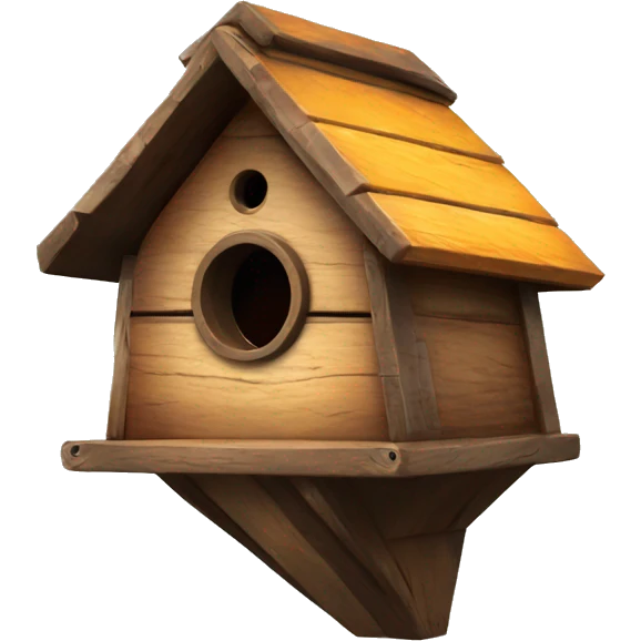 Rustic Wooden spaceship birdhouse emoji