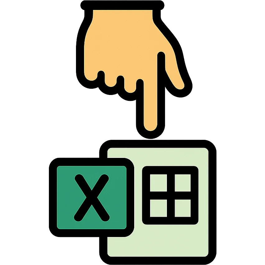 hand pointing down with an Excel spreadsheet emoji