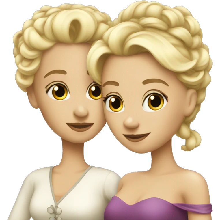 2 women princesses couple blonde emoji