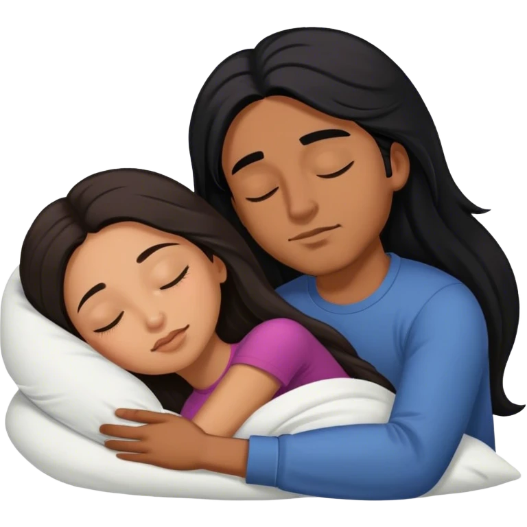 Brown Latino man with long black hair sleeping with brown hair Filipina emoji