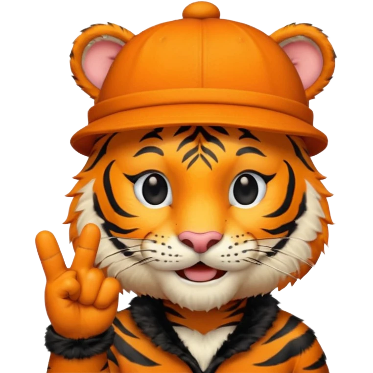 тигр в шляпе с пальцем вверх emoji