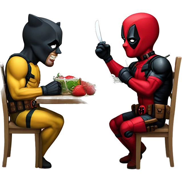 Deadpool  y wolverine comiendo sandia emoji