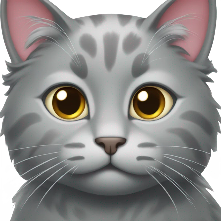 Grey cat with heart emoji