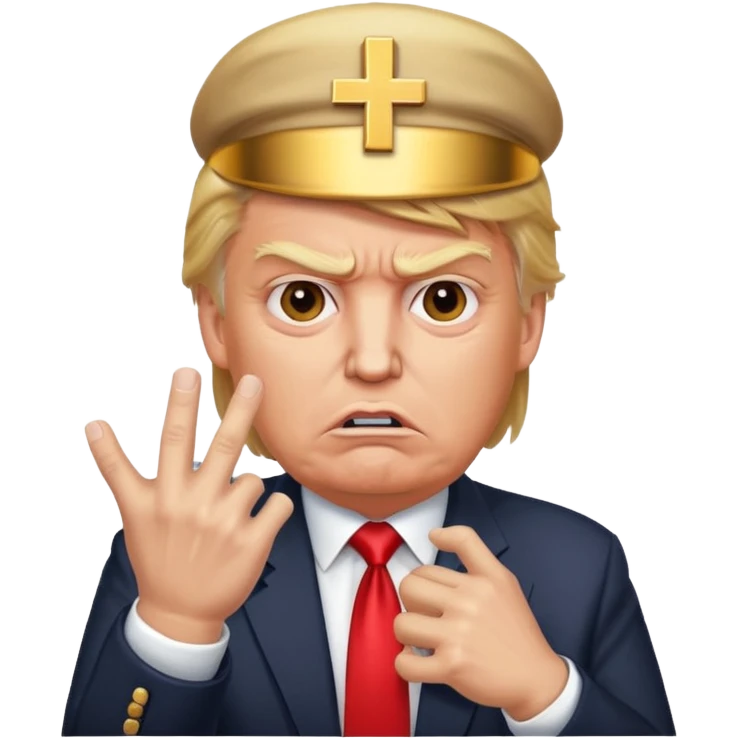 donald trump is angry. and he shows cross with hand emoji