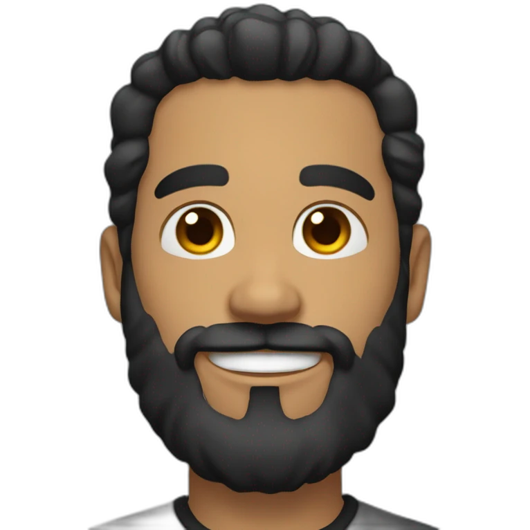 smiling man with black hair and van dyke beard emoji