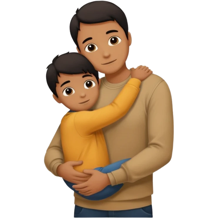 adult silhouette hugging a small child silhouette inside emoji