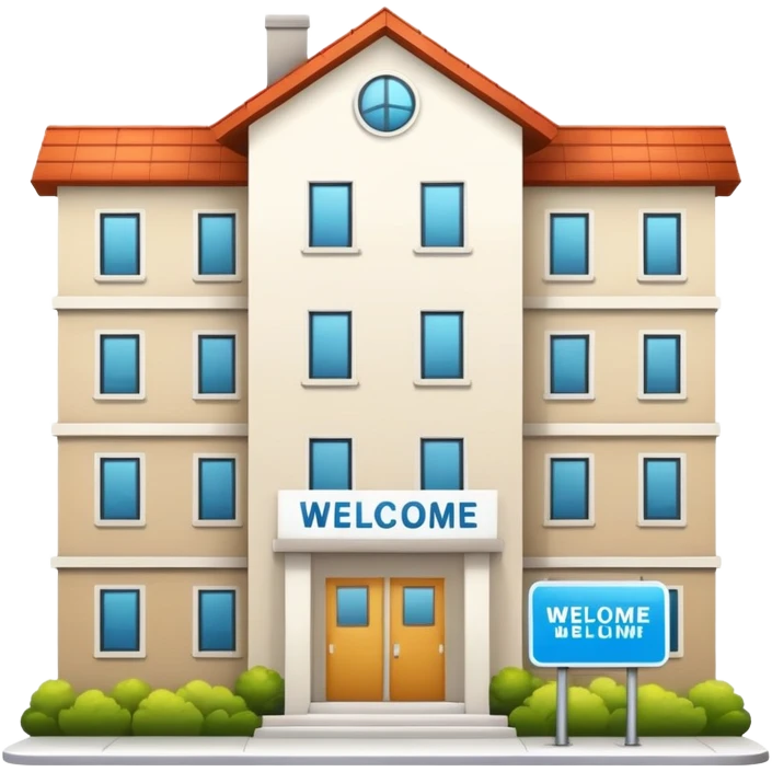 Housing apartment building with welcome sign emoji