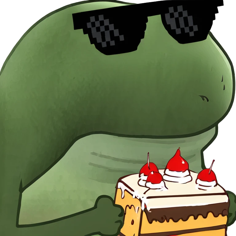 a cake wearing sunglasses emoji
