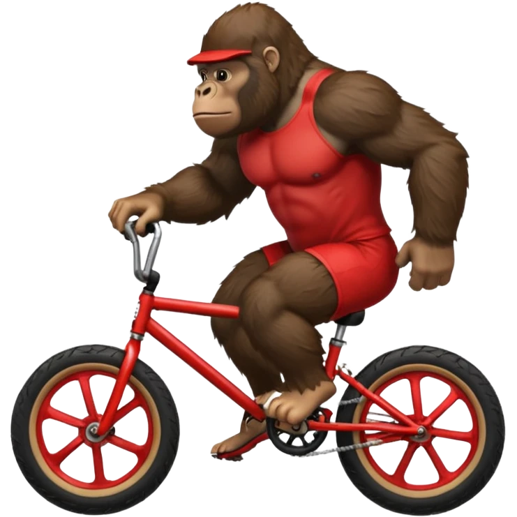 Gorilla wheeling a red BMX bike emoji