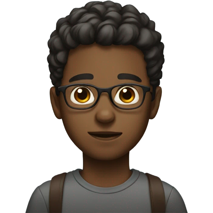 Boy with a glasses with brown eyes  emoji