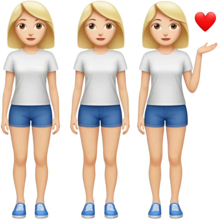 white woman full body many views emoji
