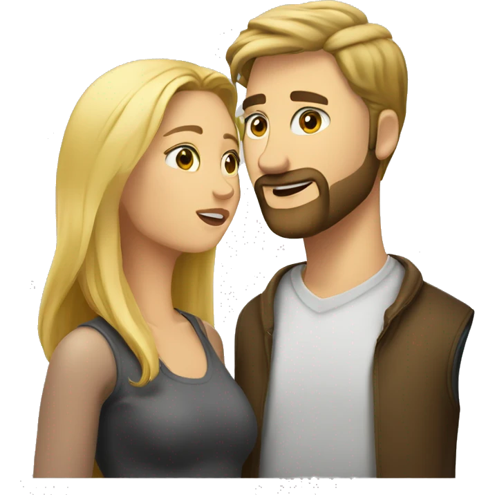 blond-hair-woman-and-brown-hair-short beard-man-kisses emoji