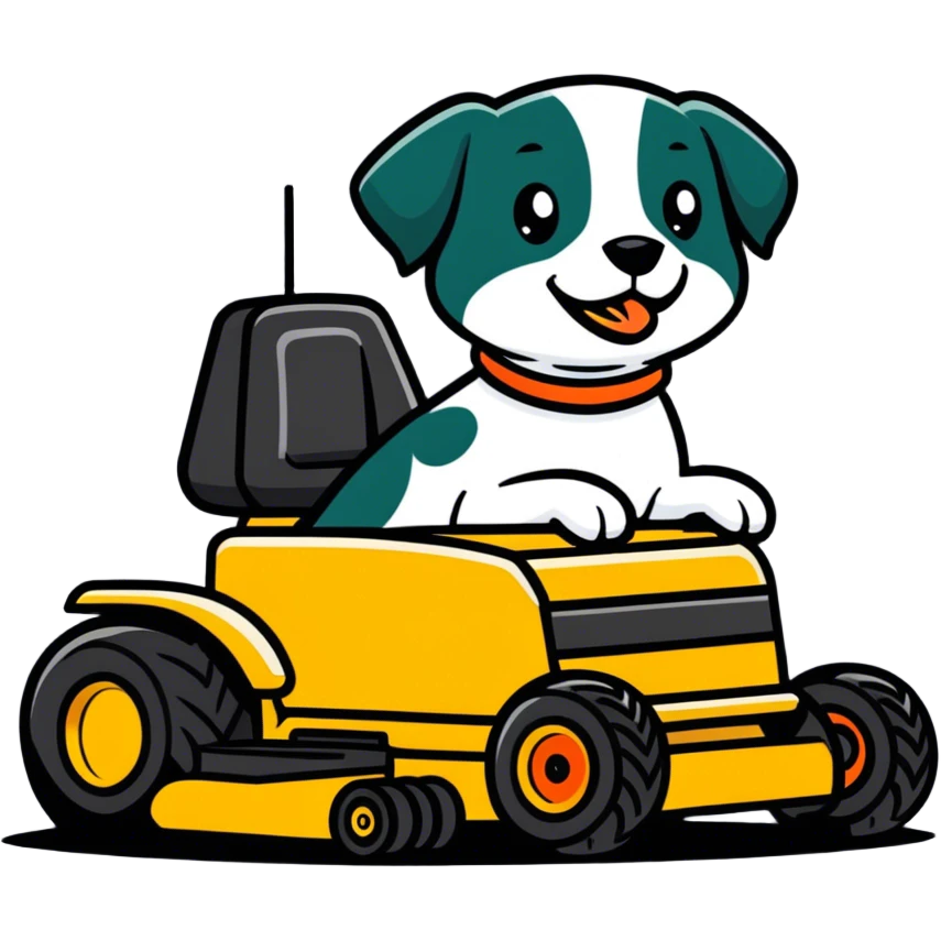 Bird dog on zero turn mower emoji