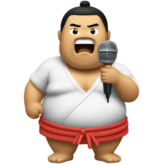 Sumo wrestler singing into microphone emoji