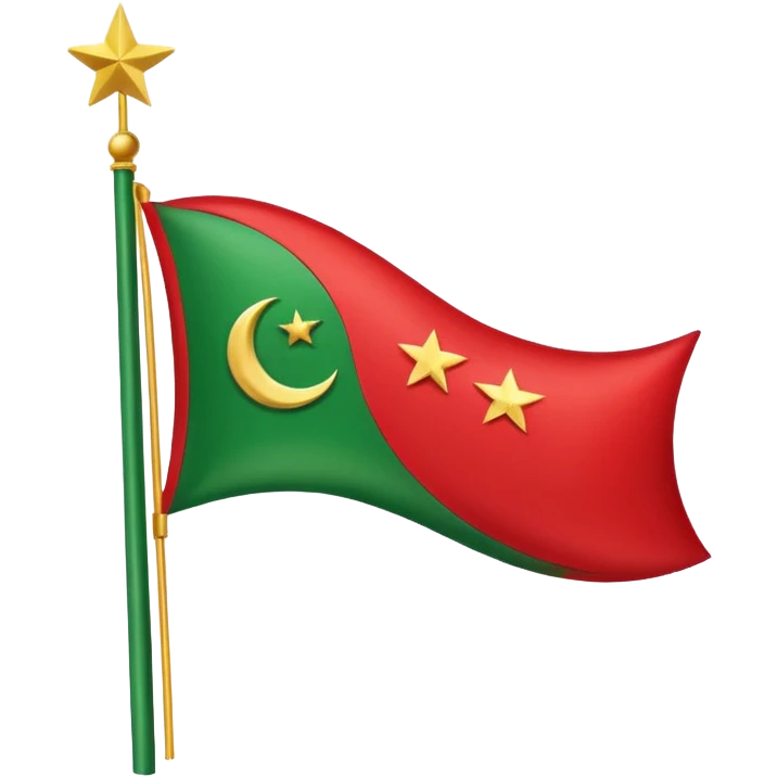 Small pti party red and green color flag with moon and star make one for chat emoji