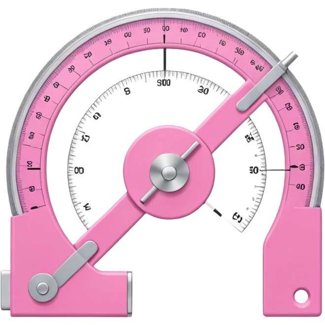 L-shaped 90 degree goniometer pink occupational therapy tool with circular hinge at corner emoji