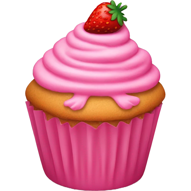 Pink cupcake with a strawberry on top  emoji