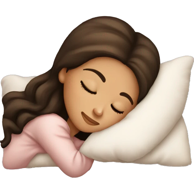brunette girl sleeping cozy emoji