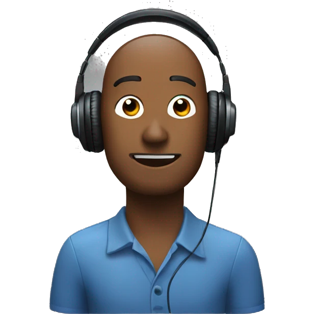 Man giving a podcast with a headphone and a mic emoji
